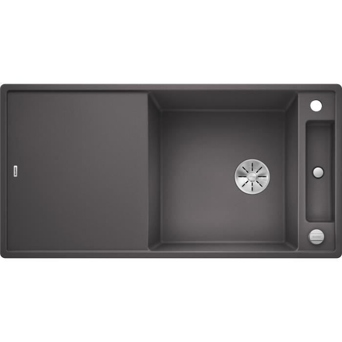 BLANCO Axia III XL 6S-evier - SILGRANIT - 1 grande cuve - reversible - vidage auto - siphon inclus - planche en verre - gris roc