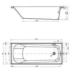 Baignoire rectangulaire 170x70 cm NAO à encastrer (SANS TABLIER) 2