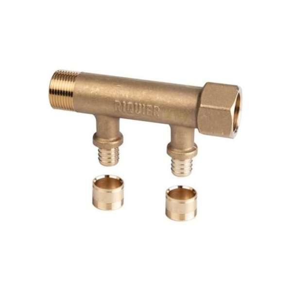 Collecteur 2 sorties - MF 3/4“ - Avec départ à glissement Ø 16 mm - Riquier