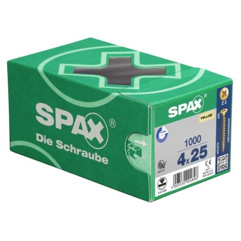 Vis agglo SPAX SeKo cruciforme Z 2,5x 20 galvanisé Jaune HP (Par 1000) 1