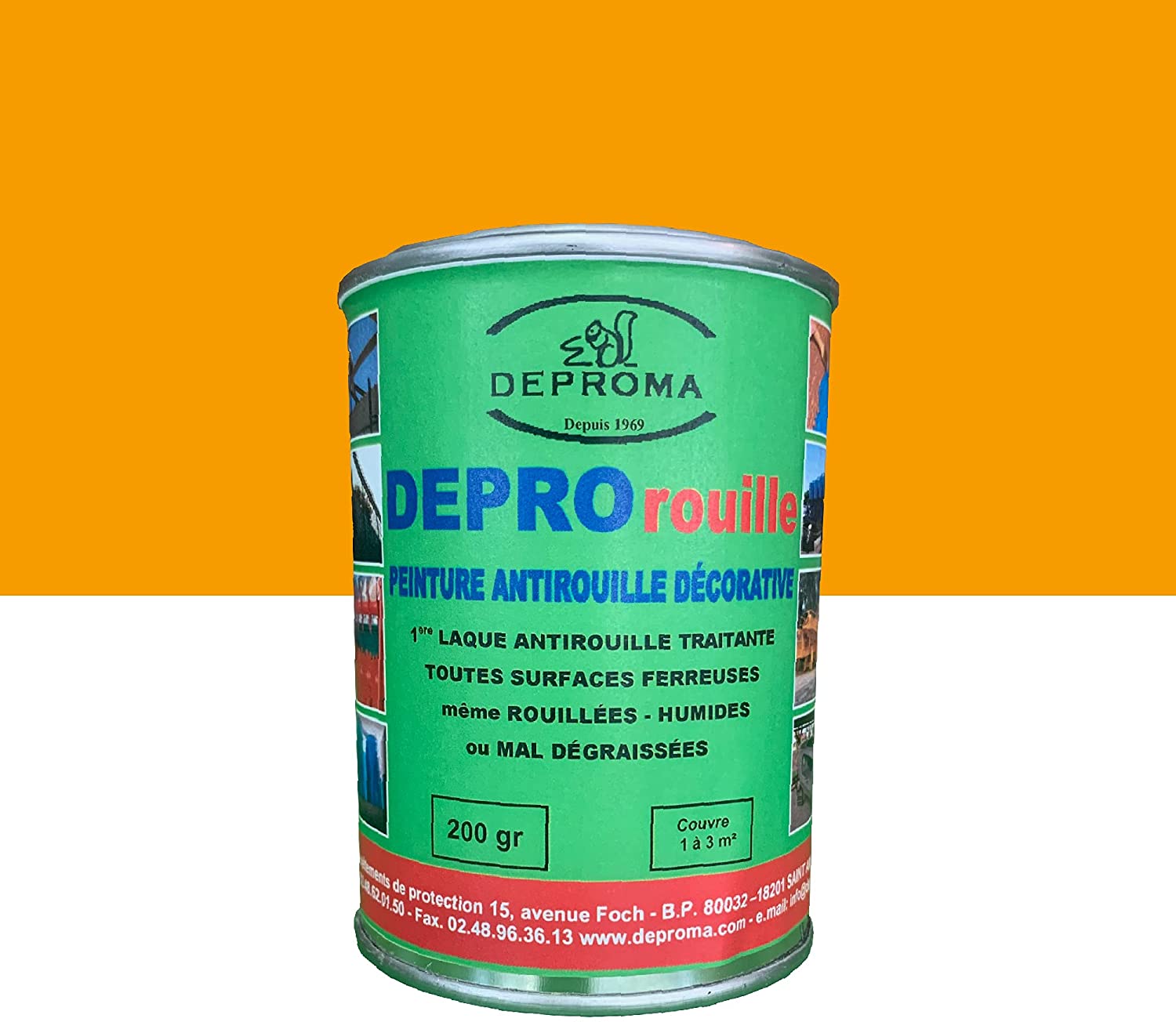 Peinture antirouille Jaune sécurité - Depro Rouille Jaune Securité 200gr