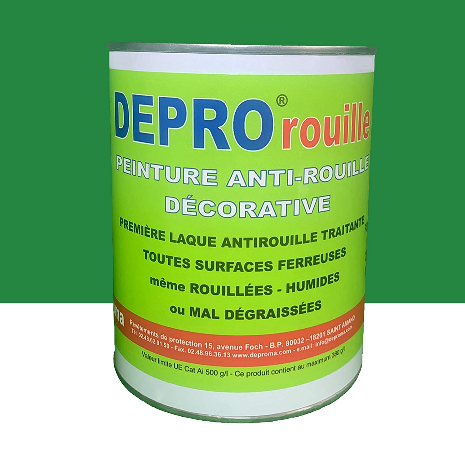 Peinture antirouille Vert jardin - Depro Rouille Vert Jardin 1kg