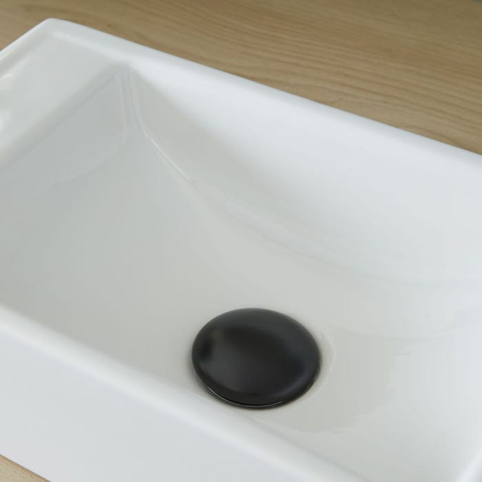 Bonde de vidage pour lavabo et vasque sans trop plein - Clic clac - Dôme céramique noir satin 2