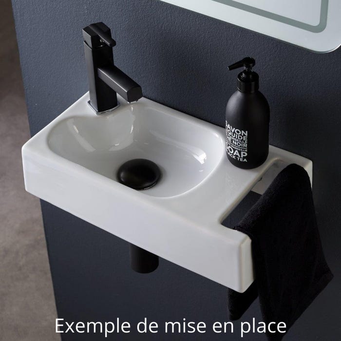 Bonde de vidage pour lavabo et vasque sans trop plein - Clic clac - Dôme céramique noir satin 1