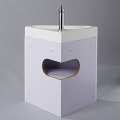 Lave-mains d'angle complet pour WC avec meuble design blanc 3