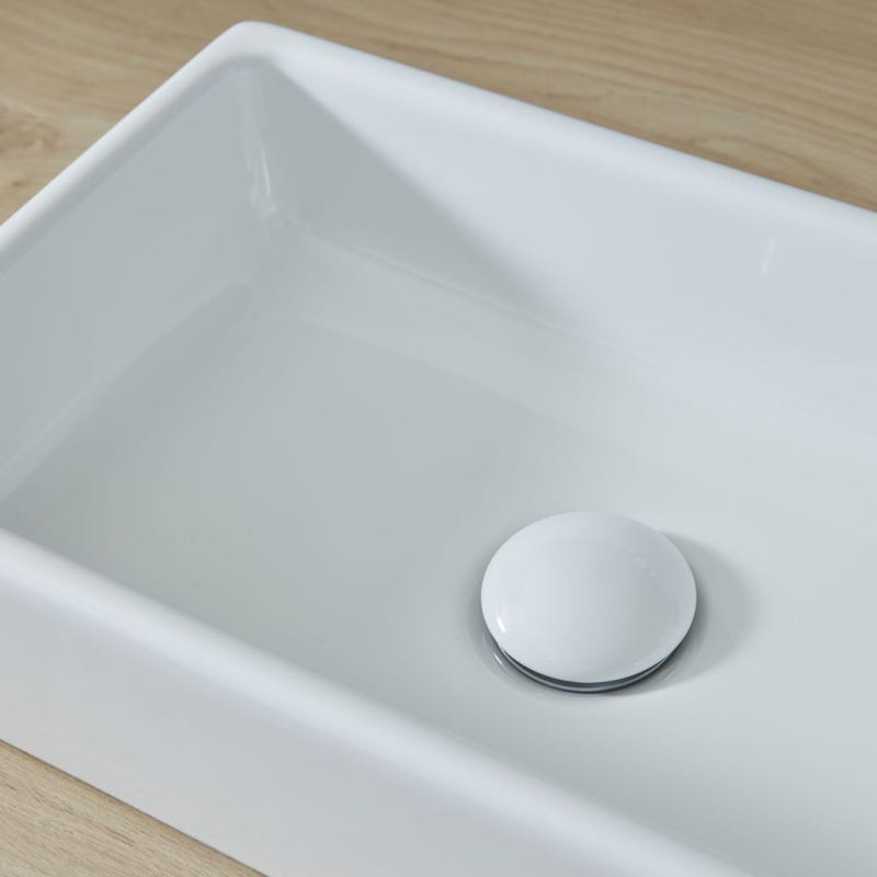 Bonde de vidage pour lavabo et vasque sans trop plein - Clic clac - Dôme céramique blanc brillant 2