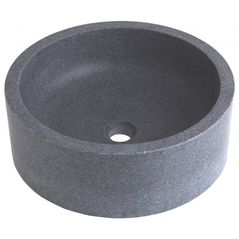 Vasque à poser en pierre gris cylindrique 1