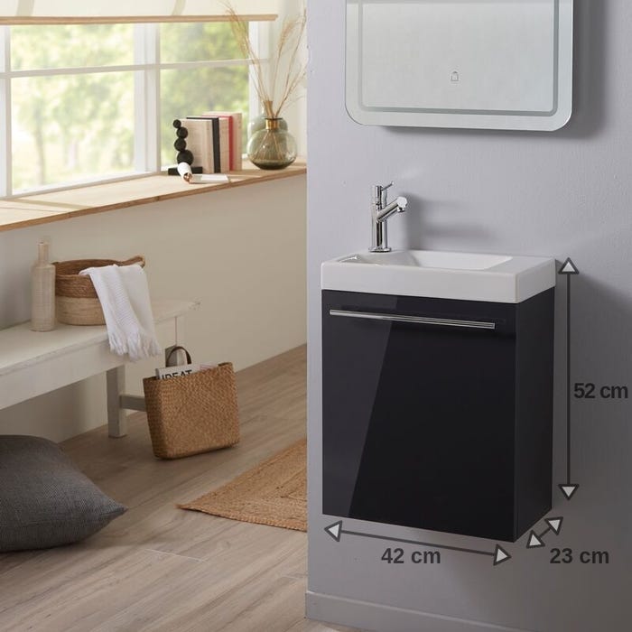 Lave-mains complet avec meuble design couleur gris anthracite 1