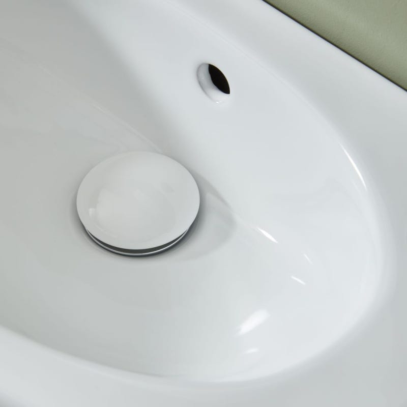 Bonde de vidage pour lavabo et vasque avec trop plein - Clic clac - Dôme céramique blanc brillant 1