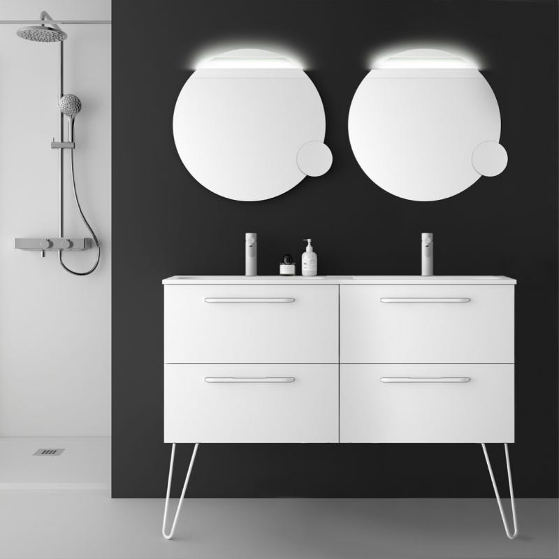 Meuble de salle de bain 120 cm double vasque de couleur blanc à suspendre - So matt 0