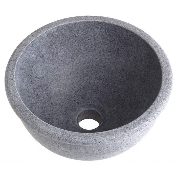 Vasque à poser bol en pierre gris style rétro 2