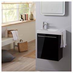Pack meuble lave mains noir + Lave mains avec porte serviette + robinetterie eau froide 0