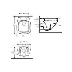 Cuvette suspendue gain de place à suspendre 50 cm pour WC design 4
