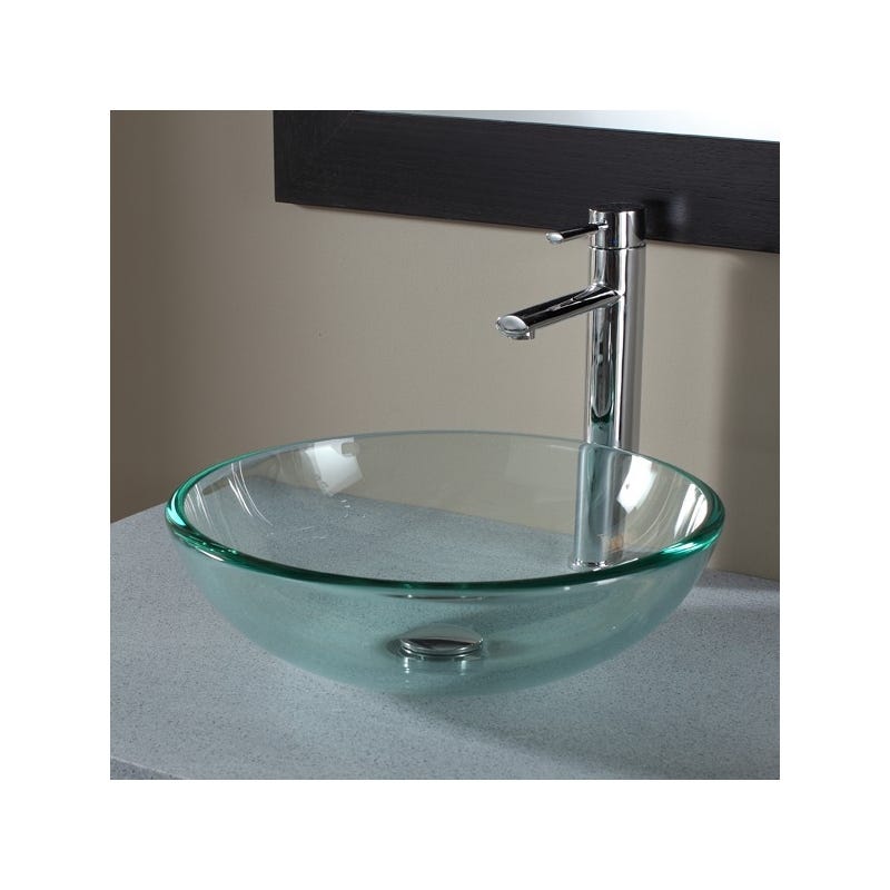 Vasque à poser ronde en verre transparent 0