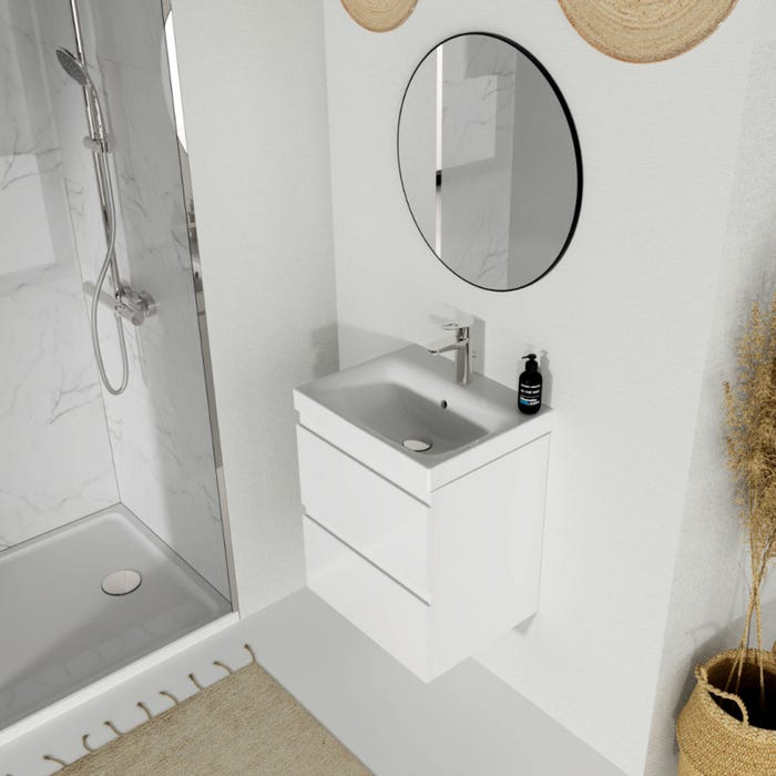 Meuble de salle de bain-50x40cm-Blanc-Moduo 1