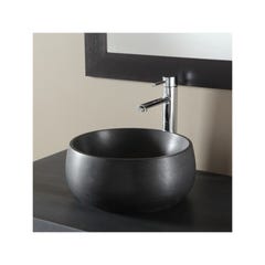 Vasque à poser bol en pierre noire absolue et forme de bol 0
