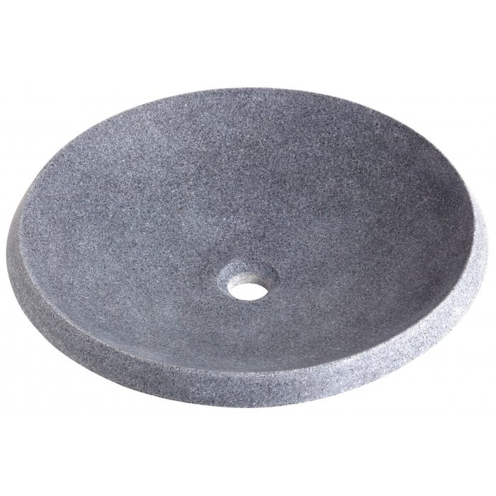 Vasque à poser ronde et plate en pierre 1