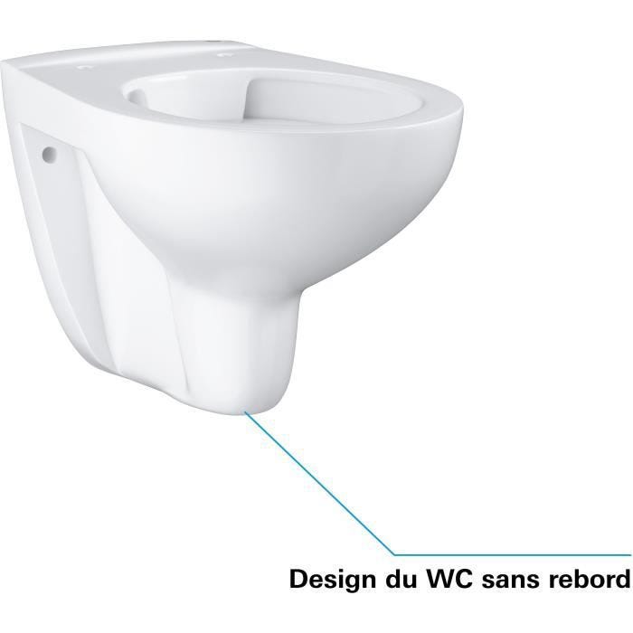 WC suspendu blanc sortie horizontale Bau Céramique 39427000 Grohe 7