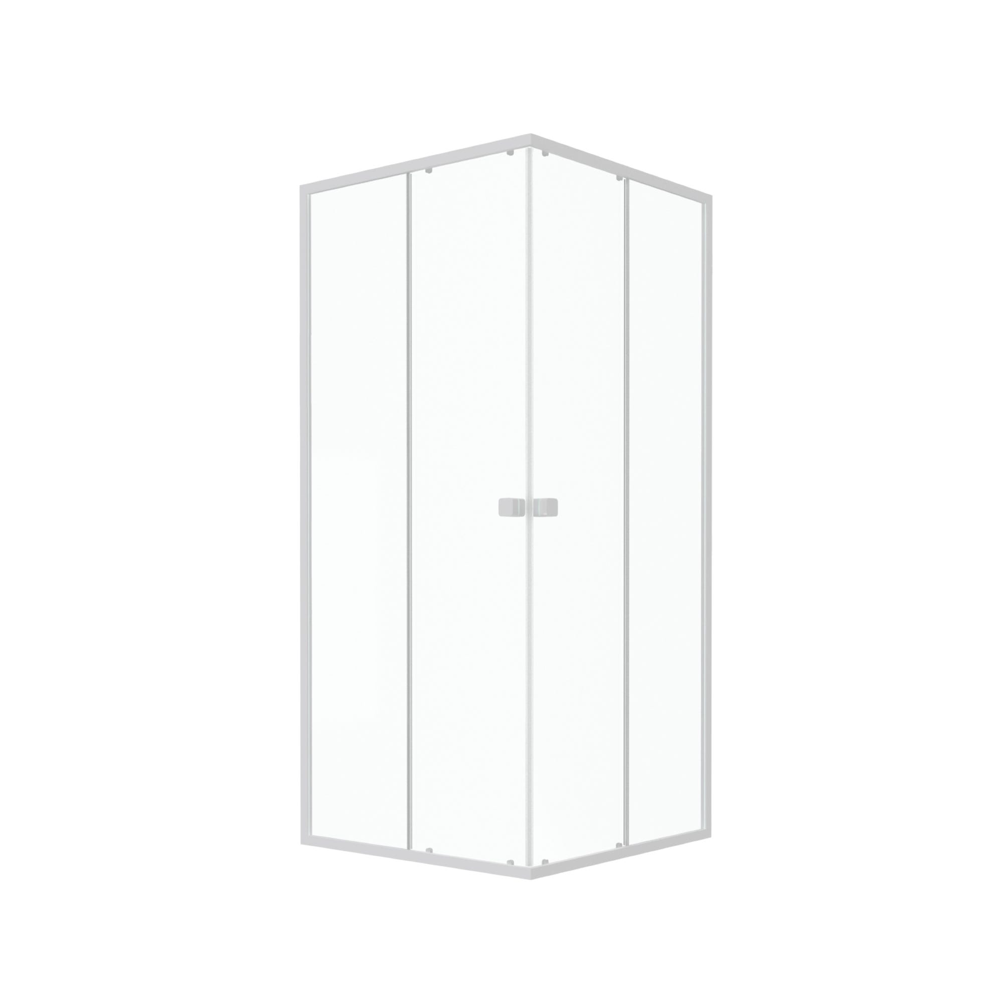 Paroi porte de douche carrée blanc extensible 77 à 90cm de largeur - verre transparent - WHITY 4