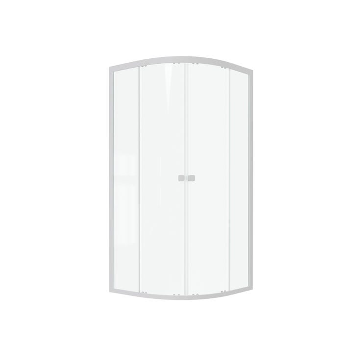 Paroi porte de douche 1/4 cercle blanc 90x90cm de largeur - verre transparent - WHITY ROUND 2