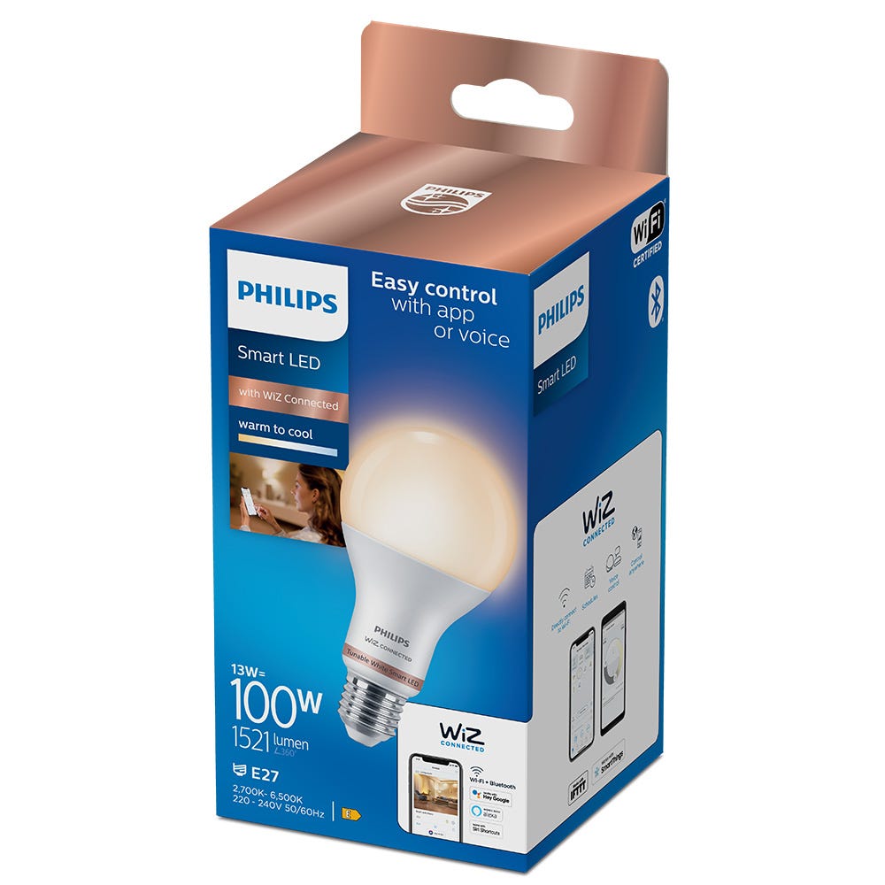 Ampoule LED standard connectée PHILIPS - WIZ - EyeComfort - dimmable - 13W - 1520 lumens - E27 - 93205 3