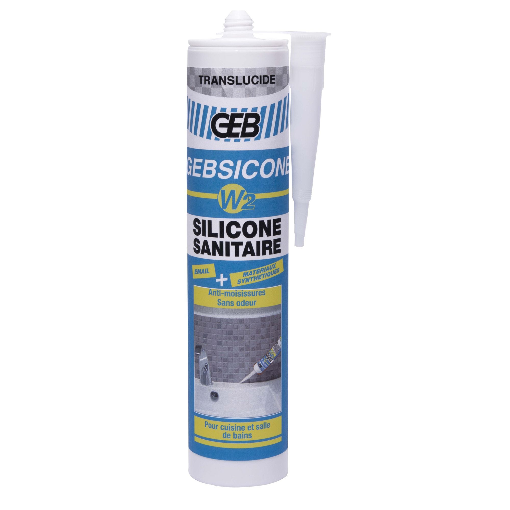 Mastic silicone GEBSICONE W2 cartouche 310 ml translucide 0