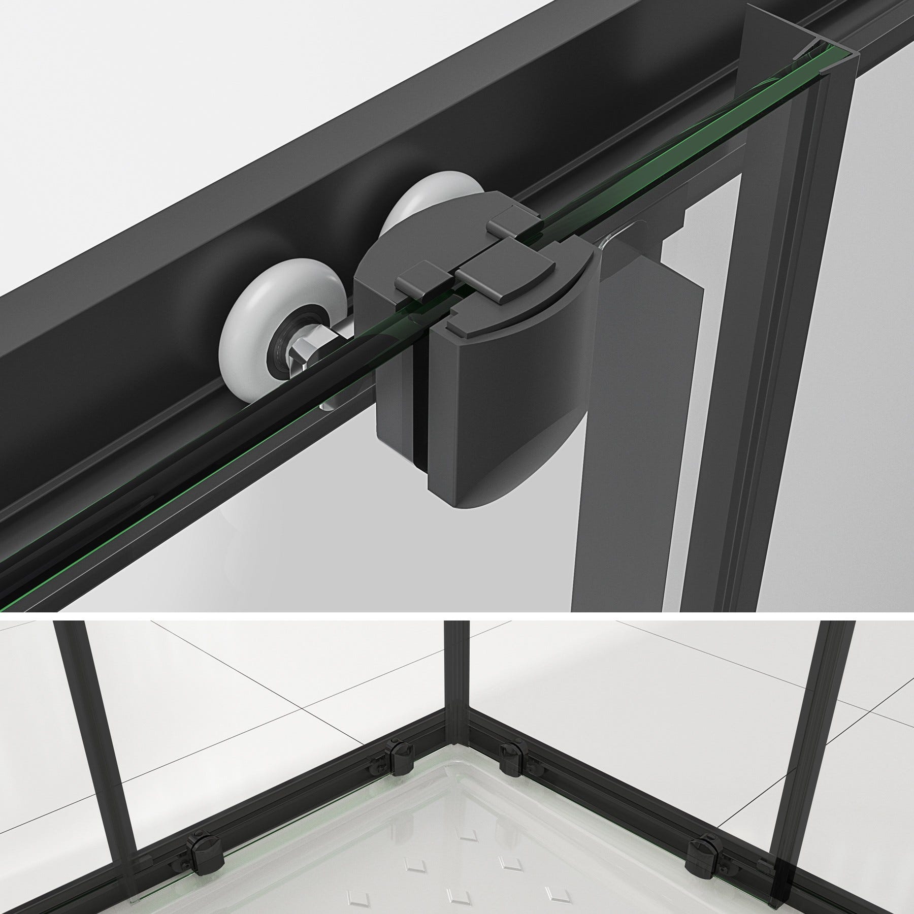 LANABLACK+ Porte de douche d'angle H 190 cm transparent 85 x 100 cm coulissante 3