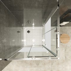 LANA+ Porte de douche d'angle coulissante H 185 cm verre centre-opaque 80 x 100 cm + receveur 2