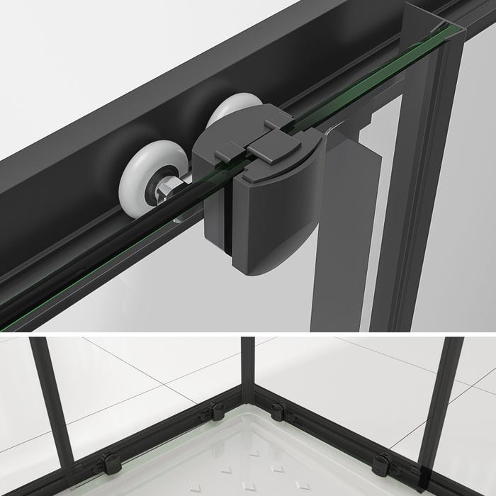 LANABLACK+ Porte de douche d'angle H 180 cm transparent 80 x 100 cm + receveur 3