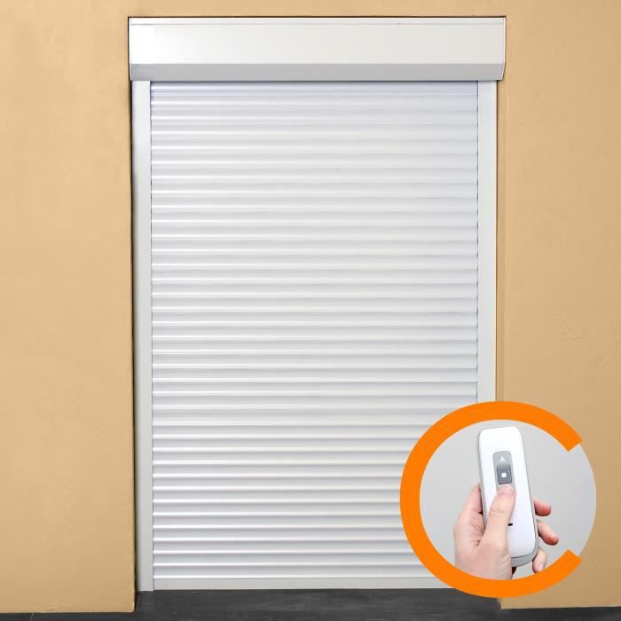 FRANCE COMBI Volet roulant aluminium - H 2m20 x L 1m80 - Manoeuvre électrique radio - Blanc