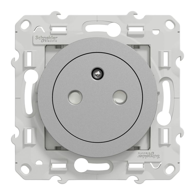 prise de courant - 2p+t - odace - affleurante - aluminium - schneider electric s530052