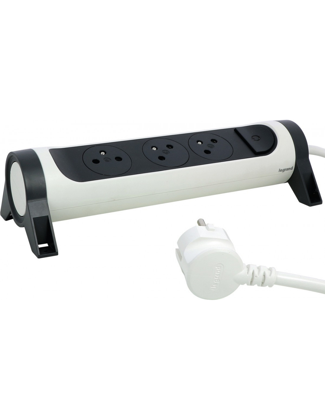 bloc multiprise - 3 x 2p+t - rotatif - 1.5 mètre - blanc / noir - legrand 049442