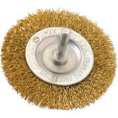 Brosse circulaire sur tige - SCID - Fils acier laitonné ondulés - Diamètre 75 mm