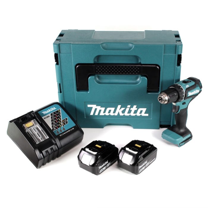 Makita DDF 485 RTJ 18 V Li-Ion Perceuse visseuse sans fil Brushless 13 mm + Coffret MakPac + 2 x Batteries 5,0 Ah + Chargeur 0