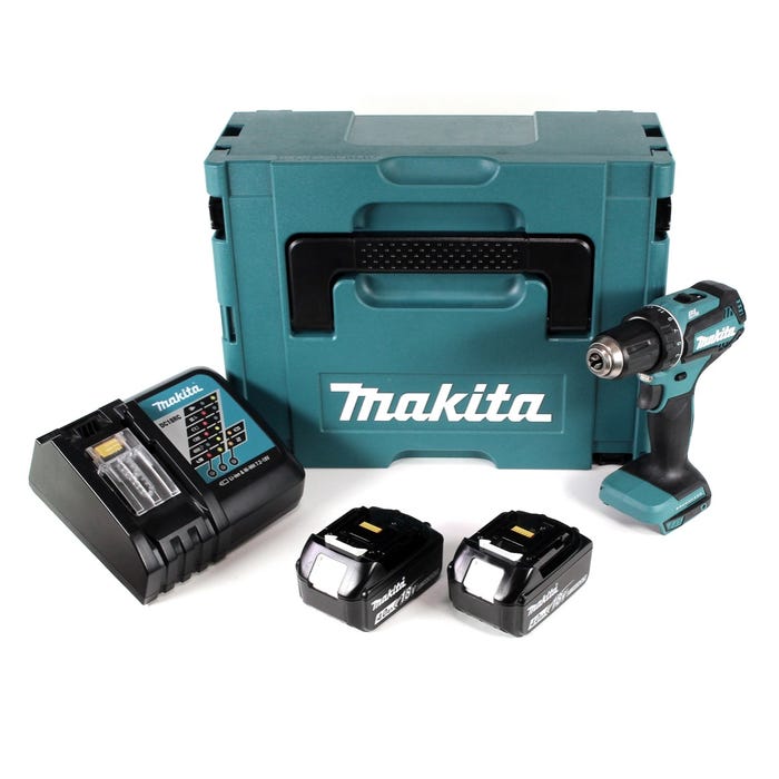 Makita DDF 485 RMJ 18 V Li-Ion Perceuse visseuse sans fil Brushless 13 mm + Coffret MakPac + 2 x Batteries 4,0 Ah + Chargeur 0