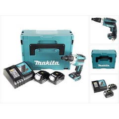 Makita DFS 251 RMJ 18 V Li-Ion Visseuses bardage Brushless + Coffret Makpac + 2x Batteries BL1840 4,0 Ah + Chargeur DC18RC 4