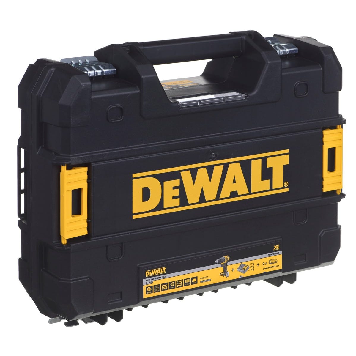 DeWalt DCD 709 D2T Perceuse-visseuse à percussion sans fil 18V 65Nm + 2x Batteries 2,0Ah + Chargeur + Coffret de transport 8