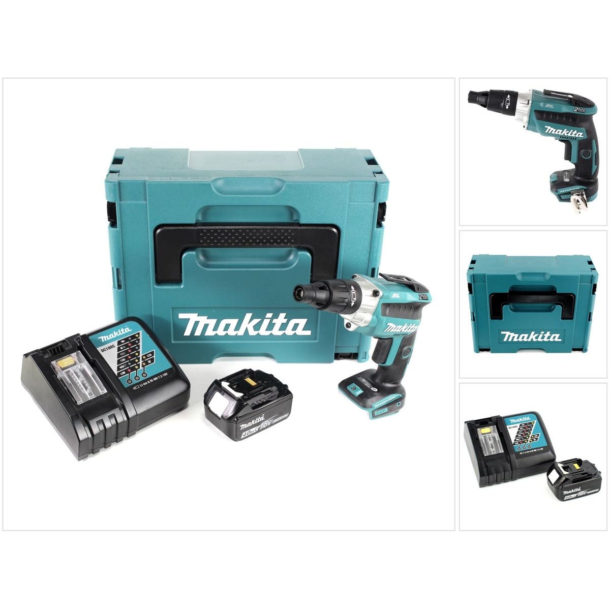 Makita DFS 251 RMJ 18 V Li-Ion Visseuses bardage Brushless + Coffret Makpac + 1x Batterie BL1840 4,0 Ah + Chargeur DC18RC 4