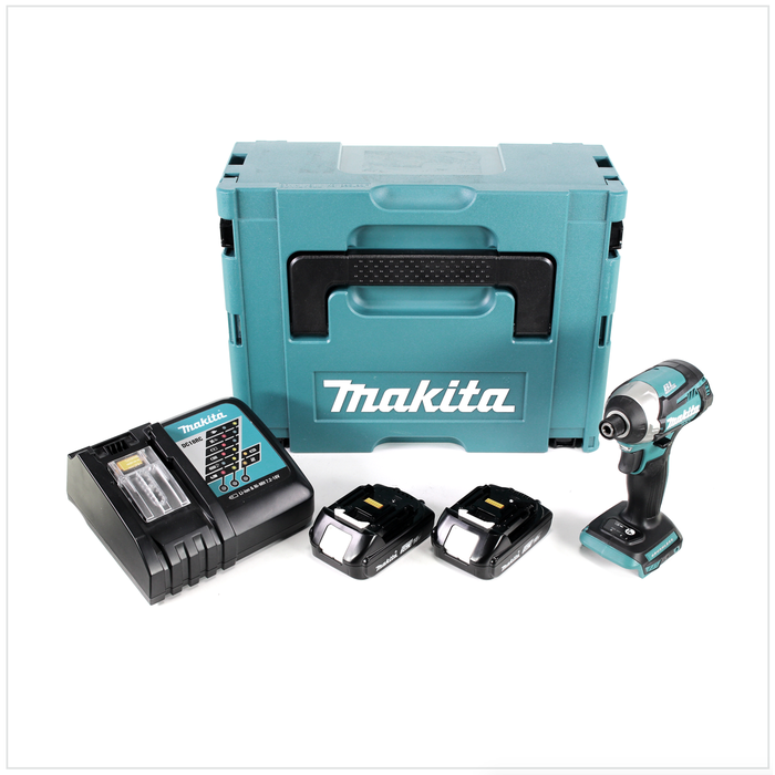 Makita DTD 154 RYJ 18 V Li-Ion Visseuse à chocs sans fil avec boîtier MakPac + 2x Batteries BL1820 2,0 Ah + Chargeur rapide DC18RC 0