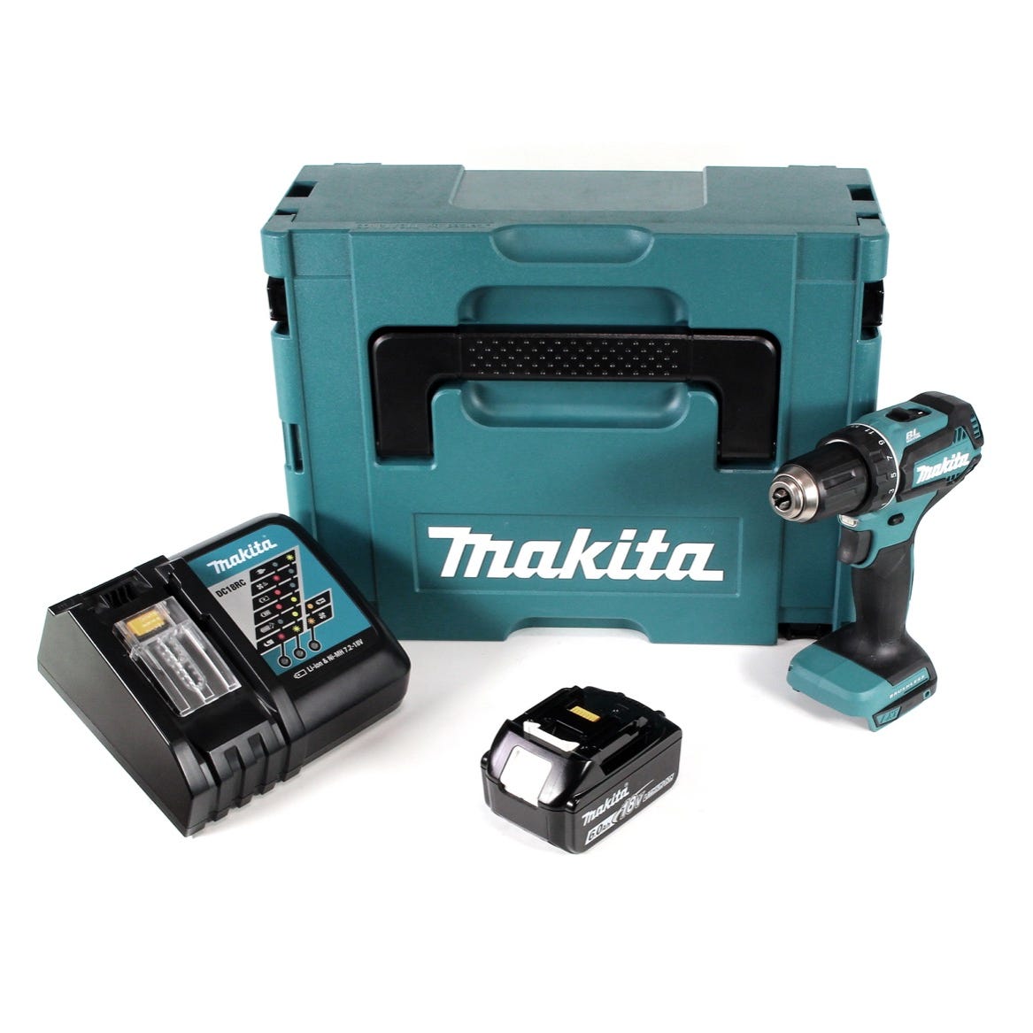 Makita DDF 485 RG1J 18 V Li-Ion Perceuse visseuse sans fil Brushless 13 mm + Coffret MakPac + 1 x Batterie 6,0 Ah + Chargeur 0