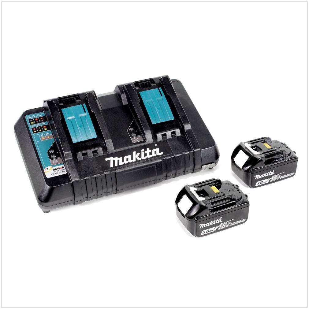 Makita DJR 360 PFJ Scie récipro sans fil 2x 18 V avec boîtier + 2x Batteries BL 1830 3,0 Ah + Double Chargeur 3
