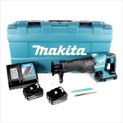 Makita DJR 360 RTK Scie récipro sans fil 2x 18 V avec boîtier + 2x Batteries BL 1850 5,0 Ah + Chargeur 0