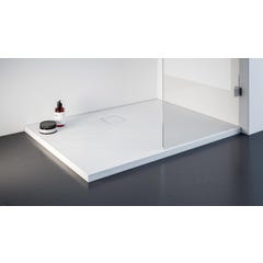 Schulte receveur de douche de plain-pied 80 x 120 cm, résine minérale, rectangulaire, effet pierre blanche, bac à douche 3