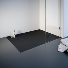 Schulte receveur de douche de plain-pied 80 x 120 cm, résine minérale, rectangulaire, effet pierre anthracite, bac à douche 0