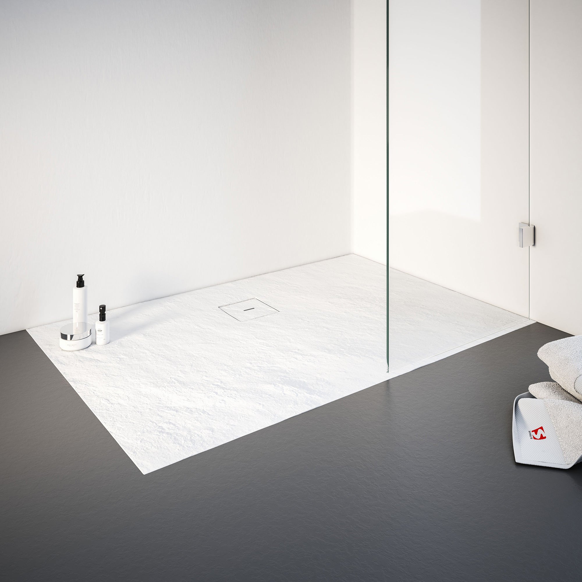 Schulte receveur de douche de plain-pied 90 x 120 cm, résine minérale,  rectangulaire, effet pierre blanche, bac à douche ❘ Bricoman