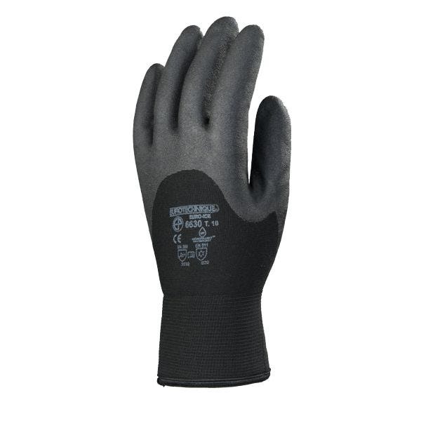 Gant tricot EUROICE EUROTECHNIQUE thermiques nylon double bouclettes enduit PVC noir/gris T9 - COVERGUARD - 629 1