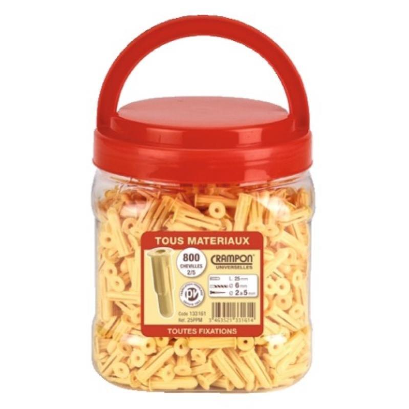 Pot 800 chevilles crampon 2/5 beige vinmer - ø percage 6 mm - 133161