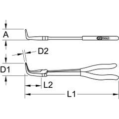 Pince électronique standard à bec demi-rond coudée 90°, extra-longue, 270 mm 4