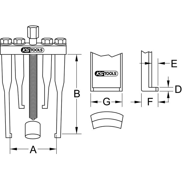 Extracteur universel de volant à 2 griffes pour VL 90x135x2,5 mm 2