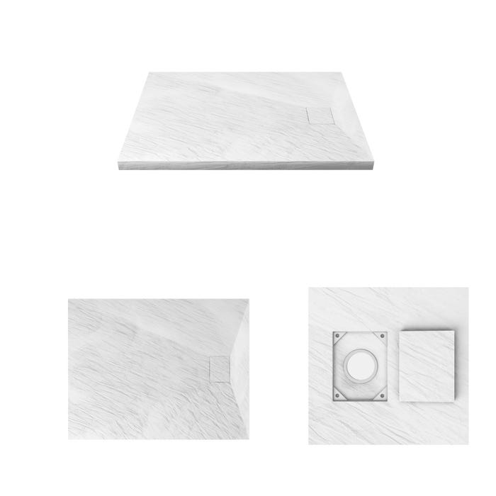 Receveur à poser en materiaux composite SMC - Finition ardoise blanc mat - 70x90 cm - ROCK 2 WHITE 2